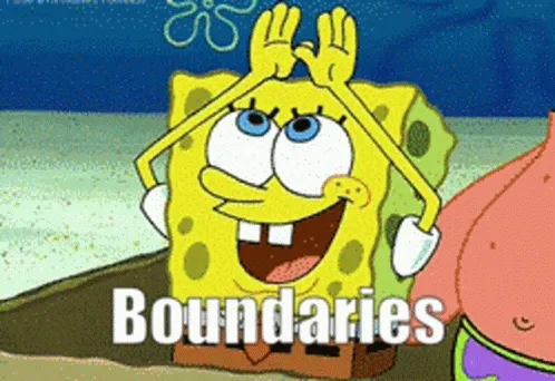 SpongeBob creating a rainbow with the subtitle "Boundaries"